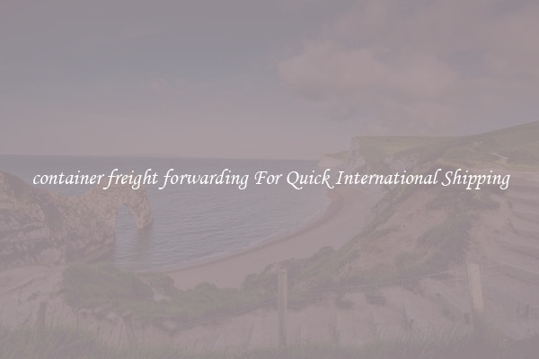 container freight forwarding For Quick International Shipping