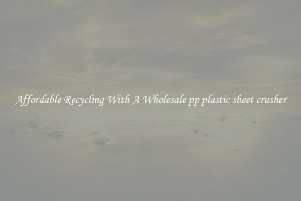 Affordable Recycling With A Wholesale pp plastic sheet crusher