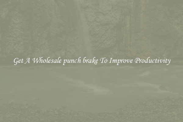 Get A Wholesale punch brake To Improve Productivity