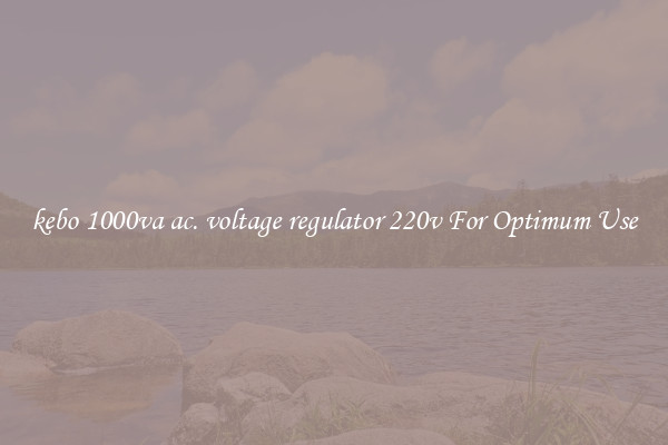kebo 1000va ac. voltage regulator 220v For Optimum Use