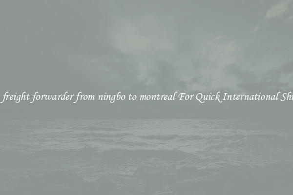 ocean freight forwarder from ningbo to montreal For Quick International Shipping