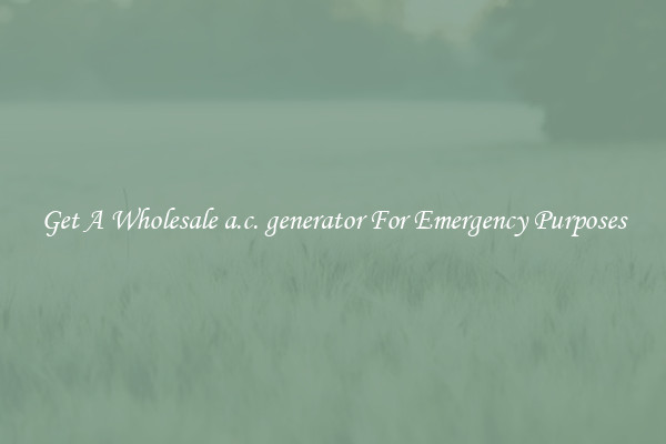 Get A Wholesale a.c. generator For Emergency Purposes