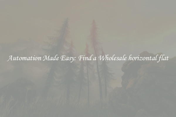  Automation Made Easy: Find a Wholesale horizontal flat 